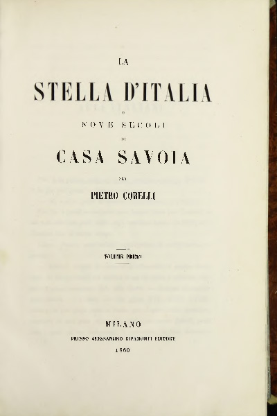 La Stella d’Italia o nove secoli di Casa Savoia.